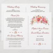 Burgundy Marsala Bloemige Geweiprogramma's voor Br (Voorkant / Achterkant)