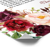 Burgundy Marsala Bloemstuk Stoelindeling Poster (Hoek)