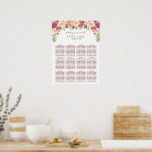 Burgundy Marsala Blush Boho Wedding Seating Chart Poster (Keuken)