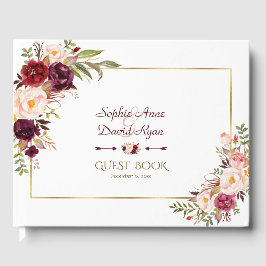 Burgundy Marsala Blush Floral Wedding Invite Gastenboek
