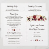 Burgundy Marsala Blush Floral Wedding Programme (Voorkant / Achterkant)