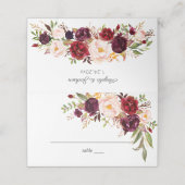 Burgundy Marsala & Blush Floral - White Plaatskaartje (Buitenkant ongevouwen)
