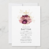 Burgundy Marsala Blush Pink and Gold Baptism Kaart (Voorkant)