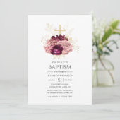 Burgundy Marsala Blush Pink and Gold Baptism Kaart (Staand voorkant)