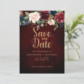 Burgundy Marsala Blush Roze Boho Trouwdag Save The Date (Staand voorkant)
