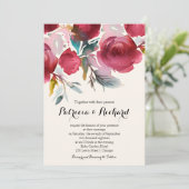 Burgundy Marsala Boho Floral Wedding Kaart (Staand voorkant)