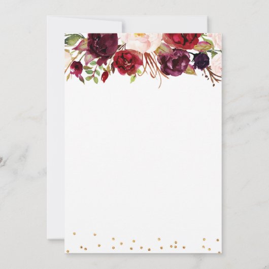 burgundy marsala bridal - doucheuitnodiging kaart (Achterkant)