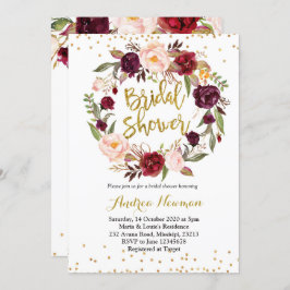 burgundy marsala bridal - doucheuitnodiging kaart