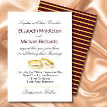 Burgundy Marsala Elegant Gold Wedding Invitation