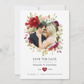 Burgundy - Marsala en Blush Bloemen Bruiloft Save The Date (Voorkant)