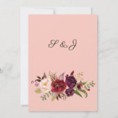 Burgundy Marsala en Blush Bloemenmenu - Roze 2 In Kaart (Achterkant)