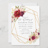 Burgundy-Marsala en Blush Boho Geometric Wedding Kaart (Voorkant)