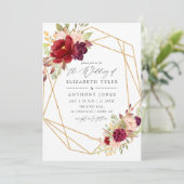 Burgundy-Marsala en Blush Boho Geometric Wedding Kaart (Staand voorkant)