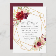 Burgundy-Marsala en Blush Boho Geometric Wedding