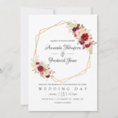 Burgundy-Marsala en Blush Boho Geometric Wedding Kaart (Voorkant)