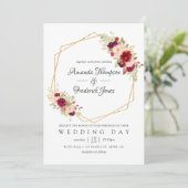 Burgundy-Marsala en Blush Boho Geometric Wedding Kaart (Staand voorkant)