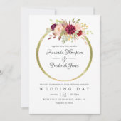 Burgundy-Marsala en Blush Boho Geometric Wedding Kaart (Voorkant)