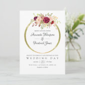 Burgundy-Marsala en Blush Boho Geometric Wedding Kaart (Staand voorkant)