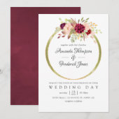 Burgundy-Marsala en Blush Boho Geometric Wedding Kaart (Voorkant / Achterkant)