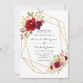 Burgundy-Marsala en Blush Boho Geometric Wedding Kaart (Voorkant)