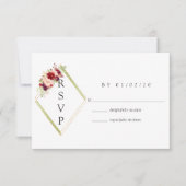 Burgundy-Marsala en Blush Boho Geometric Wedding RSVP Kaartje (Voorkant)