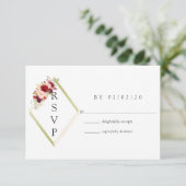 Burgundy-Marsala en Blush Boho Geometric Wedding RSVP Kaartje (Staand voorkant)