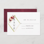 Burgundy-Marsala en Blush Boho Geometric Wedding RSVP Kaartje (Voorkant / Achterkant)