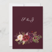 Burgundy Marsala en Blush Floral Menu Invitation Kaart (Achterkant)
