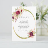 Burgundy-Marsala en Blush Geometric Baby shower Bedankkaart (Staand voorkant)