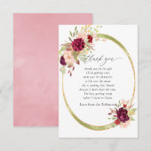 Burgundy-Marsala en Blush Geometric Baby shower Bedankkaart (Voorkant / Achterkant)