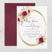 Burgundy-Marsala en Blush Geometric Baby shower Kaart (Voorkant / Achterkant)