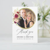 Burgundy-Marsala en Blush Geometric Boho Wedding Bedankkaart (Staand voorkant)