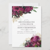 Burgundy - Marsala en Gold Bridesmaids Luncheon Kaart (Voorkant)