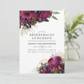 Burgundy - Marsala en Gold Bridesmaids Luncheon Kaart (Staand voorkant)