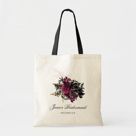 Burgundy - Marsala en Gold Junior Bridesmaid Tote Bag (Voorkant)
