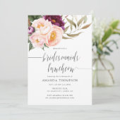 Burgundy - Marsala en Peach Bridesmaids Luncheon Kaart (Staand voorkant)