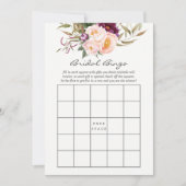 Burgundy - Marsala en Peach Floral Bridal Bingo Kaart (Voorkant)