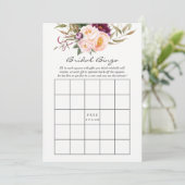 Burgundy - Marsala en Peach Floral Bridal Bingo Kaart (Staand voorkant)