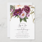 Burgundy - Marsala en Peach Floral Sip en See Kaart (Voorkant)