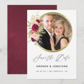 Burgundy-Marsala en Roze Geometrische Save the Dat Date (Voorkant / Achterkant)