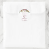 Burgundy Marsala Floral 50th Birthday Hartelijk da Ronde Sticker (Tas)