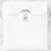 Burgundy Marsala Floral 60th Birthday Hartelijk da Ronde Sticker (Tas)