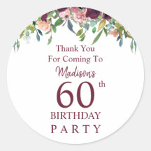 Burgundy Marsala Floral 60th Birthday Hartelijk da