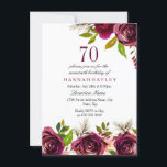 Burgundy Marsala Floral 70th Birthday Invite Kaart<br><div class="desc">Burgundy Marsala Floral 70th Birthday Invite See matching collectie in niche and nest store Beauful elegant burgundy bloemen. Handbeschilderde waterverf perfect voor je verjaardagsfeestuitnodiging</div>