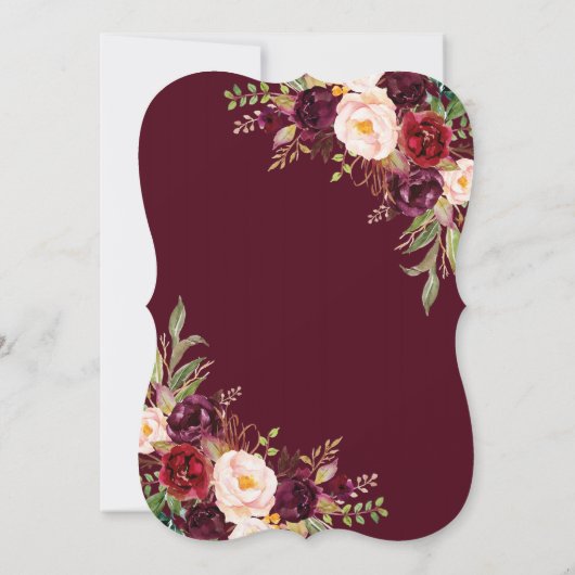 Burgundy Marsala Floral Antlers Baptisme Kaart (Achterkant)