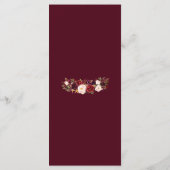 Burgundy Marsala Floral Antlers Monogram Menu (Achterkant)
