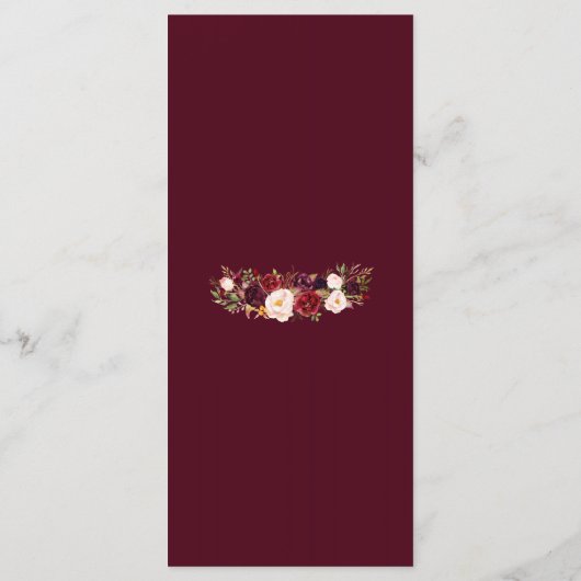 Burgundy Marsala Floral Antlers Monogram Menu (Achterkant)