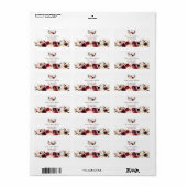 Burgundy Marsala Floral Antlers Monogram Weddensch Etiket (Full Sheet)