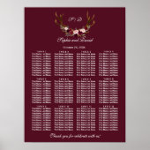 Burgundy Marsala Floral Antlers Seatrix Poster