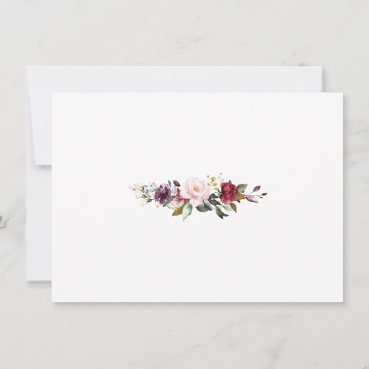 Burgundy Marsala Floral Antlers sparen de datum Save The Date (Achterkant)